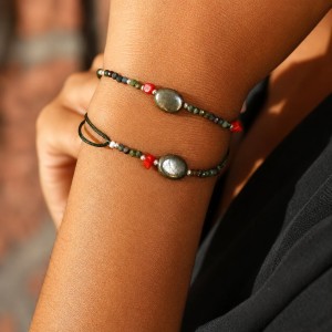 Bracelet en corail véritable et pierres BRCORF0031A