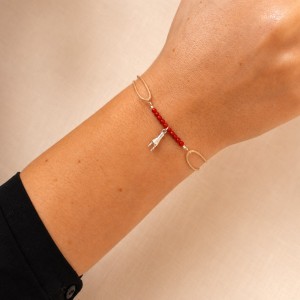 Bracelet fantaisie corail et cornes argent BRCORFT0014A