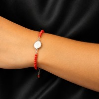 Bracelet en corail et œil de Ste Lucie BRCORF0028A