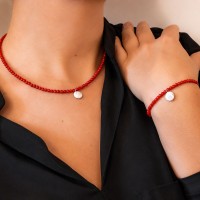 Bracelet en corail et œil de Ste Lucie BRCORF0027A