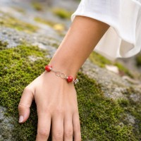 Bracelet en corail rouge et argent BRCORF0019A
