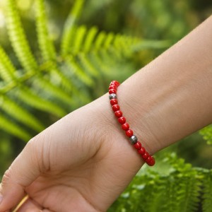 Bracelet en perles de corail rouge BRCORF0018A