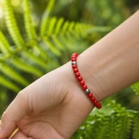 Bracelet en perles de corail rouge BRCORF0018A