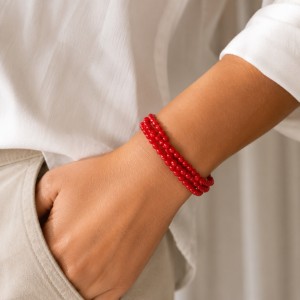 Bracelet en perles de corail rouge BRCORF006A