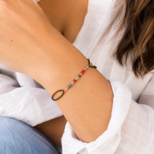 Bracelet en corail rouge et agate BRCORFT0011V
