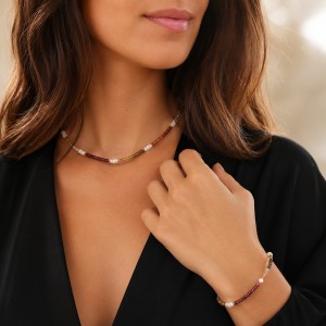 Bracelet saphir et rondelles de nacre BRNACF0049G