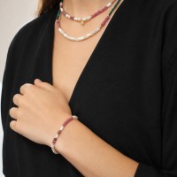 Bracelet tubes de nacre et rubis BRNACF0050V
