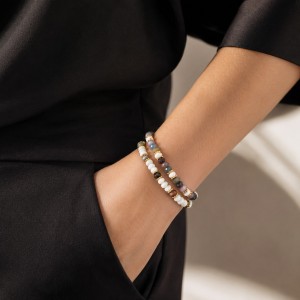 Bracelet rondelles nacre et tourmaline BRNACF0052G