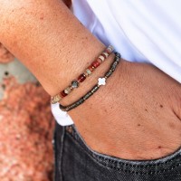 Bracelet serpentine et trèfle de nacre BRNACF0039G