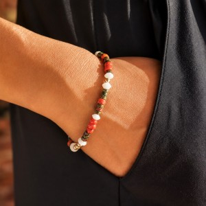 Bracelet en corail, nacre et pierres BRNACF0020G