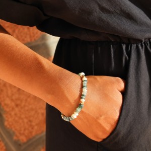 Bracelet en rondelles de nacre et pierres BRNACF0019G