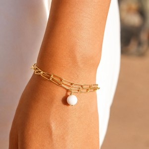 Bracelet chaine et sa perle de nacre BRNACF0014A