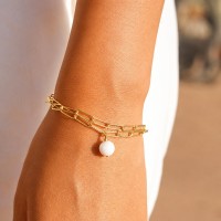 Bracelet chaine et sa perle de nacre BRNACF0014A