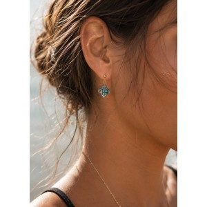 Boucles d’oreilles trèfles en nacre abalone et gold filled BONACF0056G