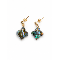 Boucles d’oreilles trèfles en nacre abalone et gold filled BONACF0056G