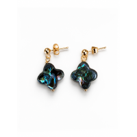 Boucles d’oreilles trèfles en nacre abalone et gold filled BONACF0056G
