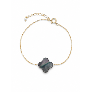 Bracelet trèfle en nacre grise et gold filled BRNACF0063G