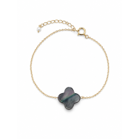 Bracelet trèfle en nacre grise et gold filled BRNACF0063G