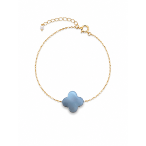 Bracelet trèfle en nacre grise et gold filled BRNACF0063G