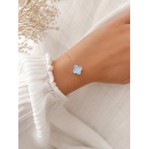 Bracelet trèfle en nacre blanche et gold filled BRNACF0064G
