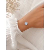 Bracelet trèfle en nacre blanche et gold filled BRNACF0064G