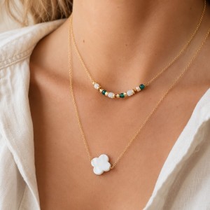 Collier et son trèfle en nacre CONACF0030G
