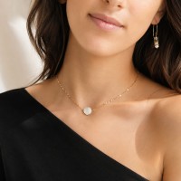 Collier chaine et sa pastille de nacre blanche CONACF0057G