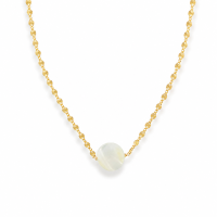 Collier chaine et sa pastille de nacre blanche CONACF0057G