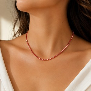 Collier en perles de corail et d'argent COCORF0090A