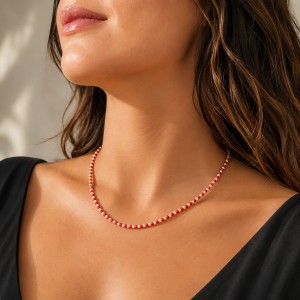 Collier en perles de corail et d'argent COCORF0089A