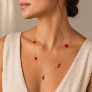 Collier chaine et ses morceaux de corail COCORF0092G