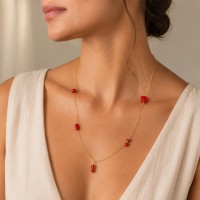 Collier chaine et ses morceaux de corail COCORF0092G