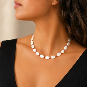 Collier pastilles de nacre et perles de corail COCORF0093G