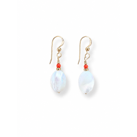 Boucles d’oreilles nacre blanche et corail rouge en gold filled BONACF0057G