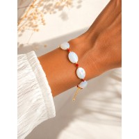 Bracelet nacre blanche et corail rouge en gold filled BRNACF0065G