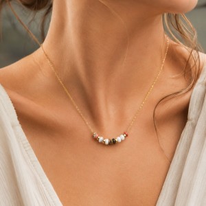 Collier rondelles de nacre blanche et jaspe CONACF0073G