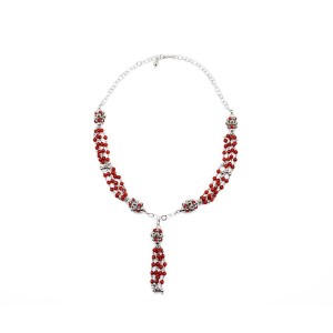 Collier en perles de corail rouge pour femme COCORF004A