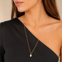 Collier long et son grain de riz en nacre CONACF0059G