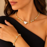 Collier en citrine, nacre et aigue-marine CONACF0058G