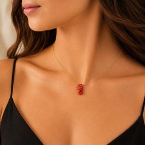 Collier chaine en gold filled et son nœud en corail COCORF0083G