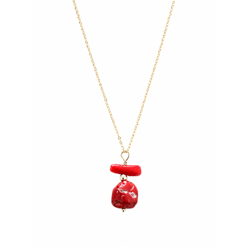 Collier long avec morceaux de corail véritable COCORF0086V