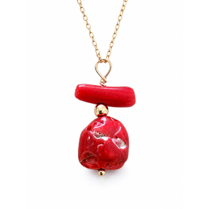 Collier long avec morceaux de corail véritable COCORF0086V