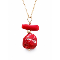 Collier long avec morceaux de corail véritable COCORF0086V