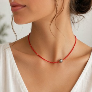Collier en corail et perle de culture COCORF0081A