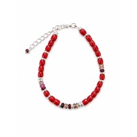 Bracelet en corail rouge, saphirs et argent massif BRCORF0094G