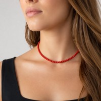 Collier en perles de corail véritable COCORF0071A