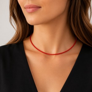 Collier fin en perles de corail rouge COCORF0077G