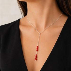 Collier en argent et perles de corail COCORF0076A