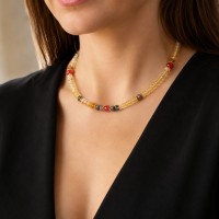 Collier en rondelles de citrine et corail COCORF0074G
