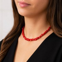 collier en galets de corail rouge COCORF0073V